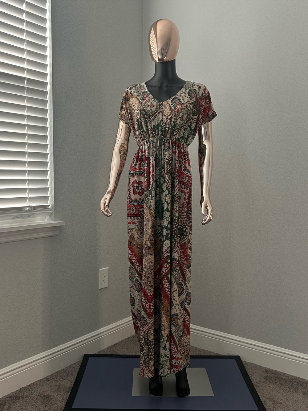 White House Black Market Multi-Color Paisley Patchwork Maxi Dress